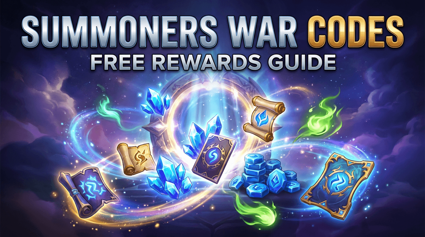 Summoners War codes rewards overview showing scrolls crystals and mana in Sky Arena